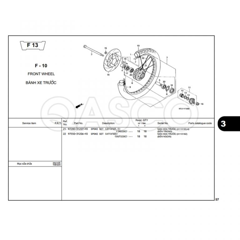 F-13 | BÁNH XE TRƯỚC | Future 1 (I) KFL (G-R-S) (1999-2004)
