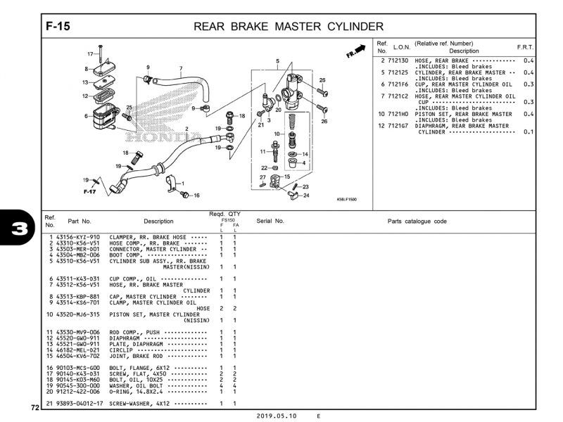 F15 | REAR BRAKE MASTER CYLINDER | Winner X