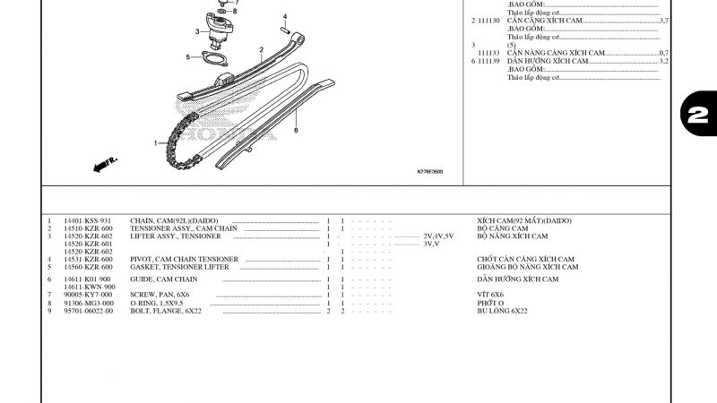 E5 | Xích cam – Căng xích cam | Air Blade 125