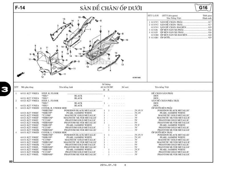 F14 | Sàn để chân – Ốp dưới | Air Blade 125
