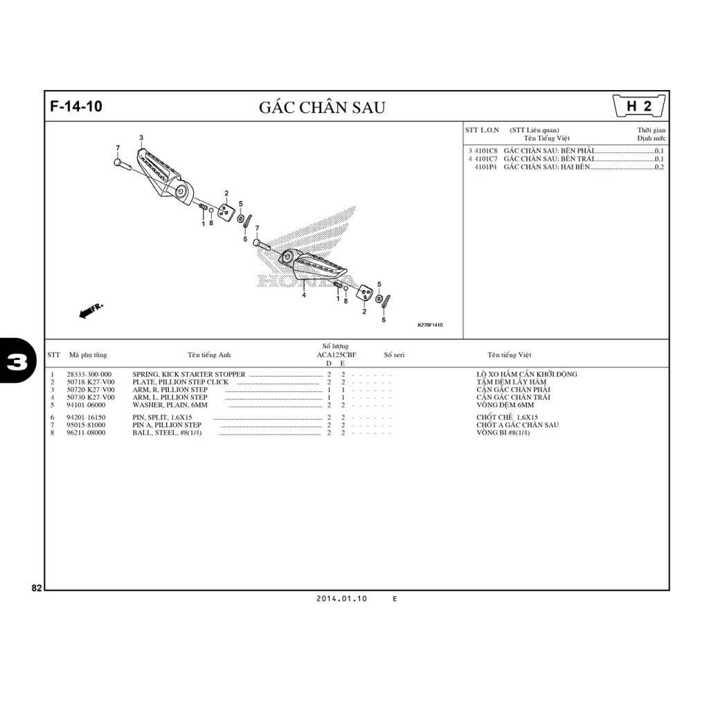 F14-10 | Gác chân sau | Air Blade 125
