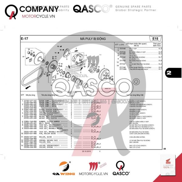 E17 | Máy puly bị động | Air Blade 125