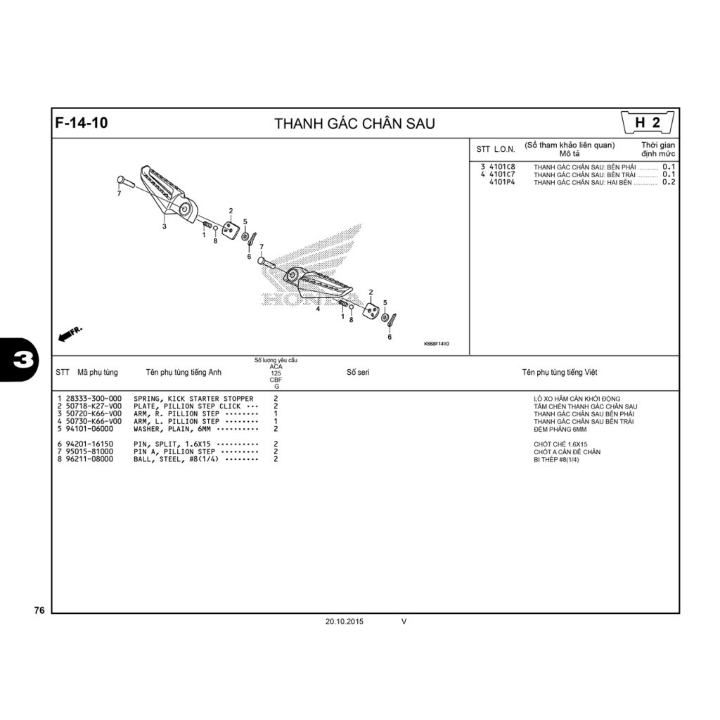 F14-10 | Thanh gác chân sau | Air Blade 125
