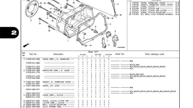 E6 | RIGHT CRANKCASE COVER | WAVE α – WAVE α+ – WAVE ZX – WAVE RSV – WAVE ALPHA – WAVE RS -WAVE S – WAVE 100S nhập