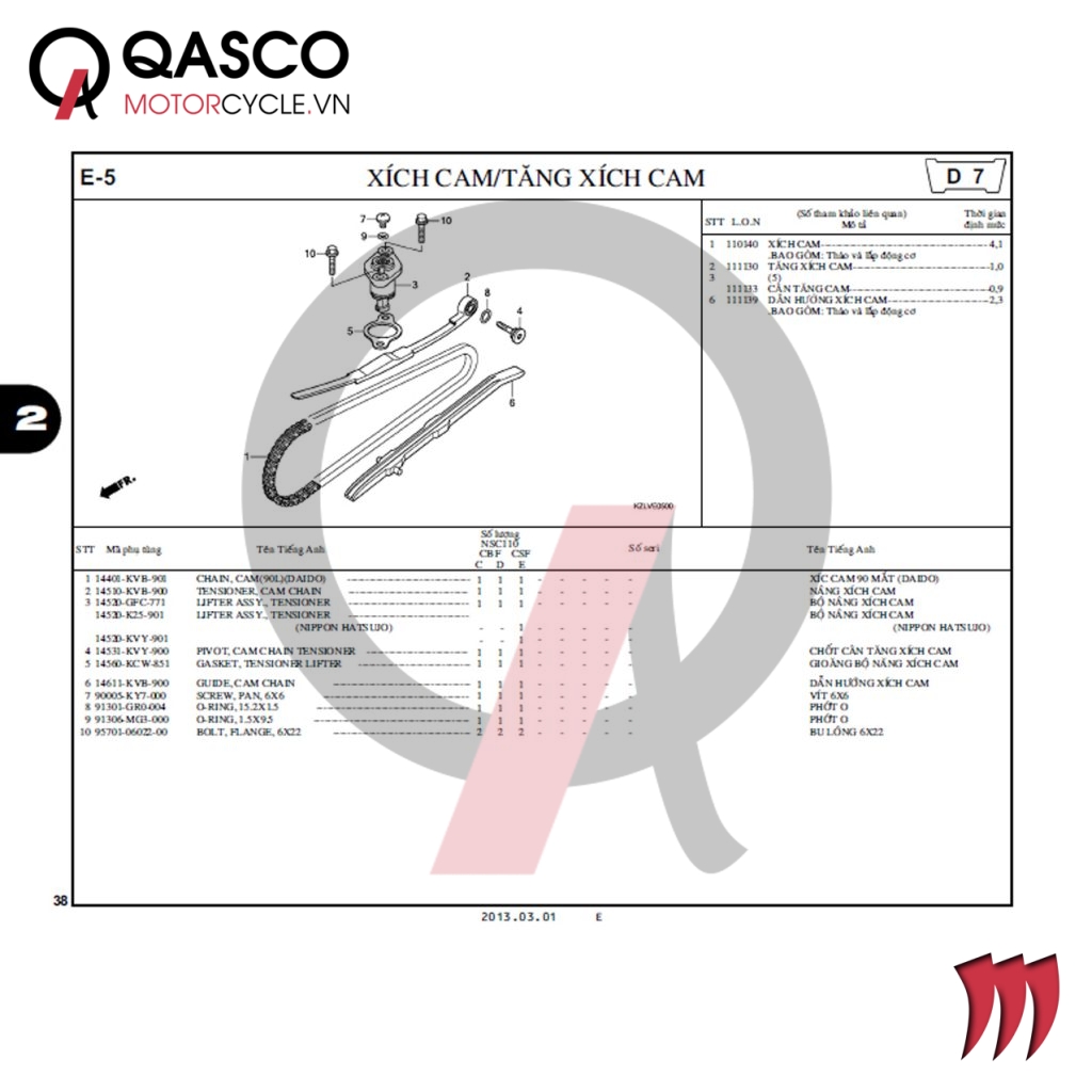 E5 | Xích cam – Tăng xích cam | VISION 110