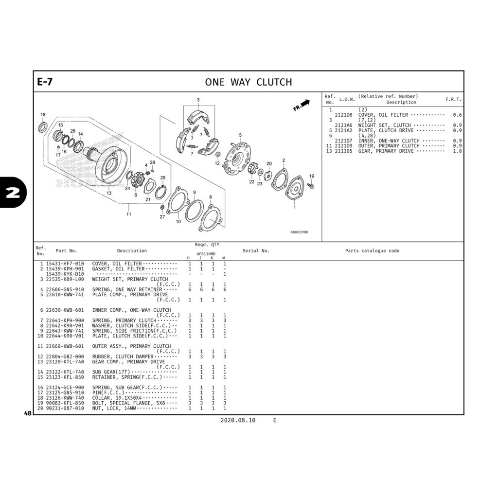E7 | ONE WAY CLUTCH | WAVE ALPHA 110