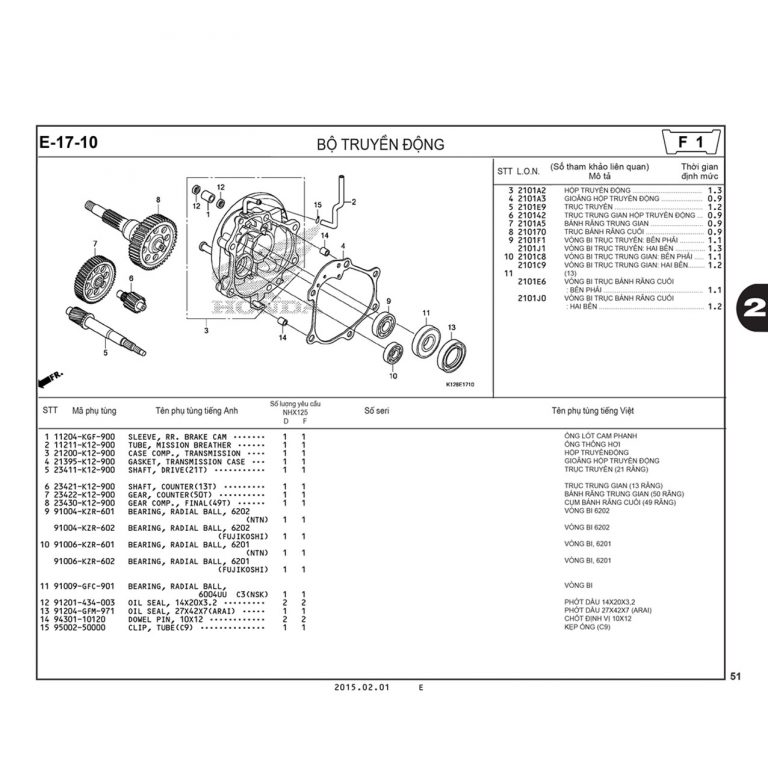 E-17-10 | BỘ TRUYỀN ĐỘNG | LEAD 125