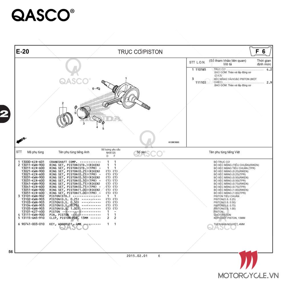 E20 | TRỤC CƠ | PISTON | LEAD 125