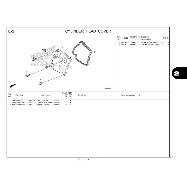 E2 | CYLINDER HEAD COVER | PCX 125 / PCX 150 (WW125J WW150J) (2017-2020)
