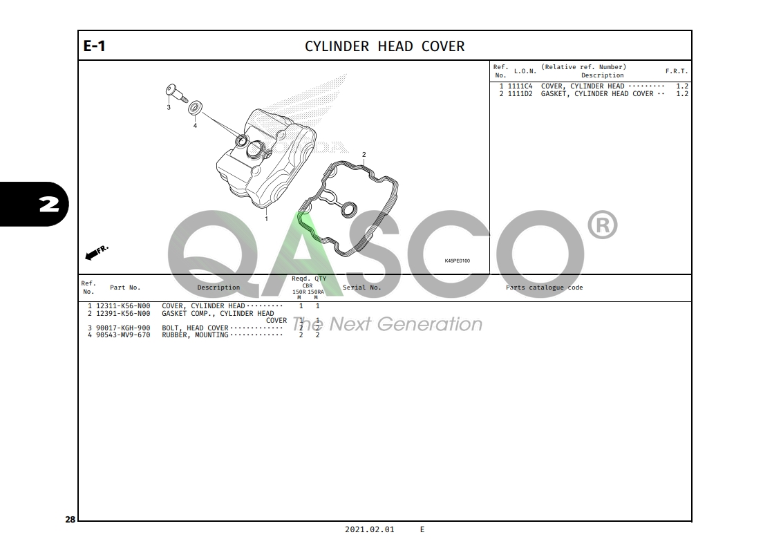 E-1 | CYLINDER HEAD COVER | CBR150R All New (2021+)