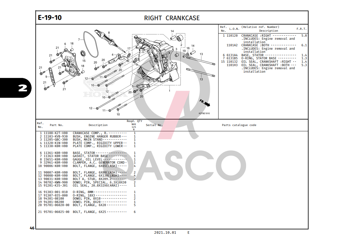 E-19-10 | RIGHT CRANKCASE | LEAD 125 (2022+)