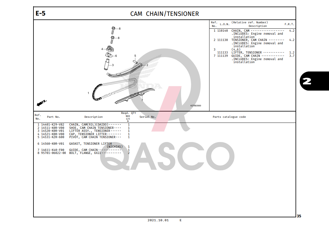E-5 | CAM CHAIN/TENSIONER | LEAD 125 (2022+)