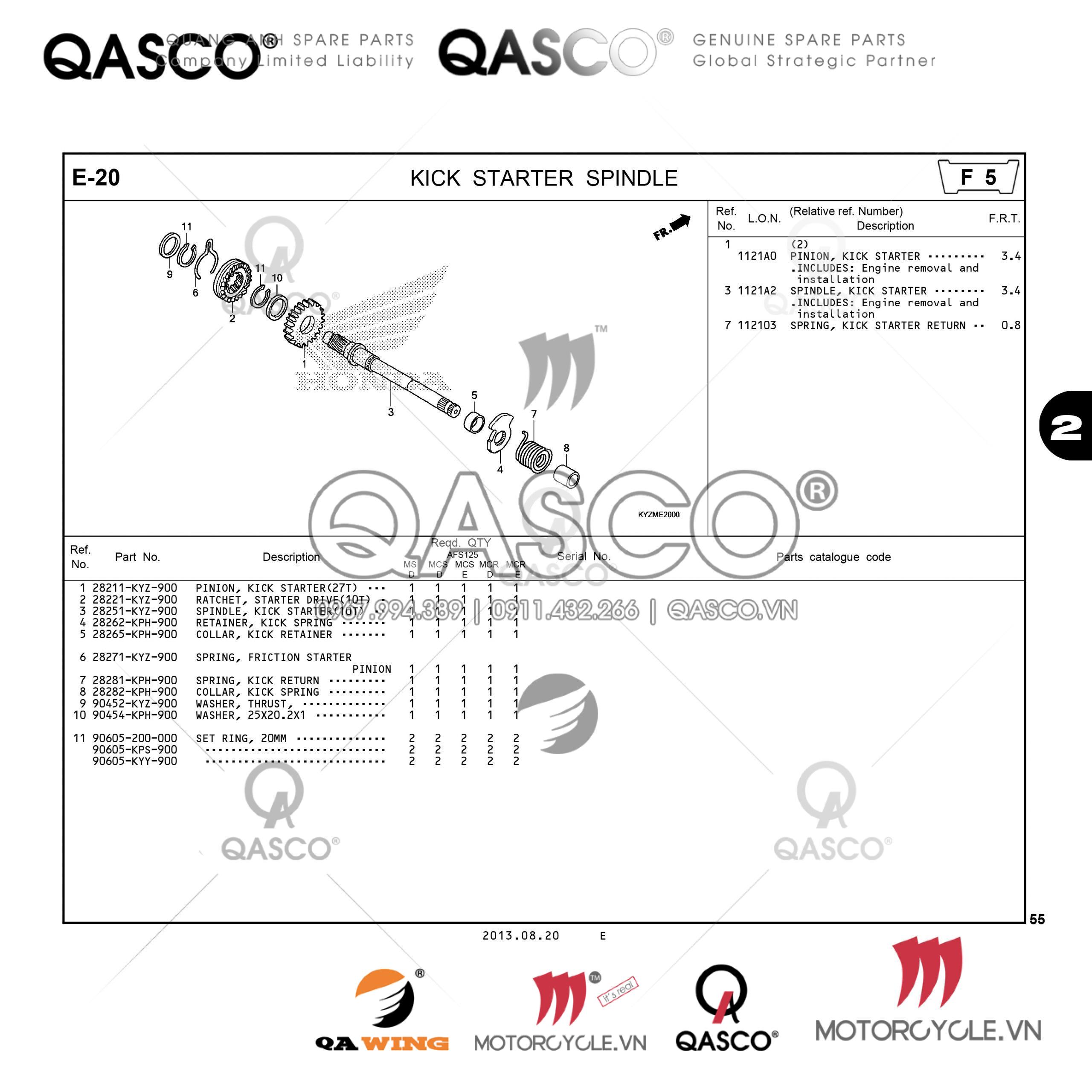 E20 | KICK STARTER SPINDLE | Future 125 (AFS125MSD)
