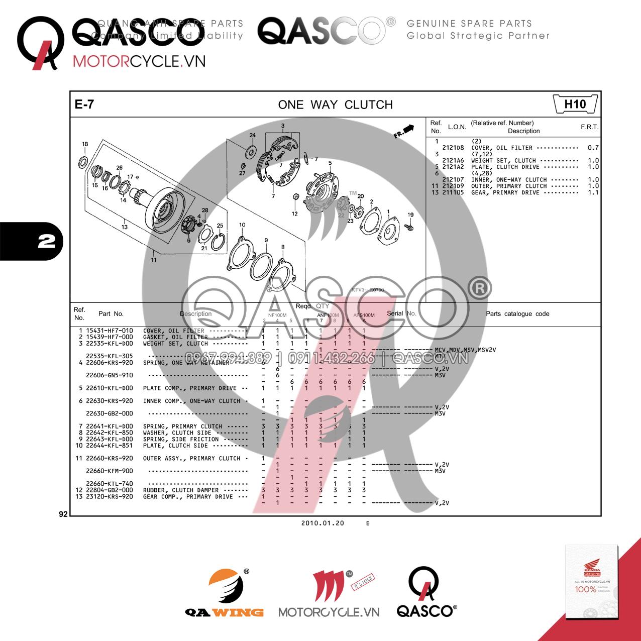 E7 | ONE WAY CLUTCH | WAVE α – WAVE α+ – WAVE ZX – WAVE RSV – WAVE ALPHA – WAVE RS -WAVE S – WAVE 100S nhập