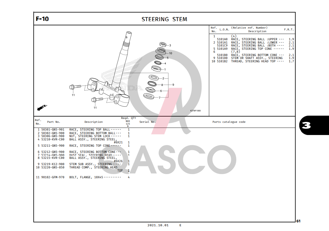 F-10 | STEERING STEM | LEAD 125 (2022+)