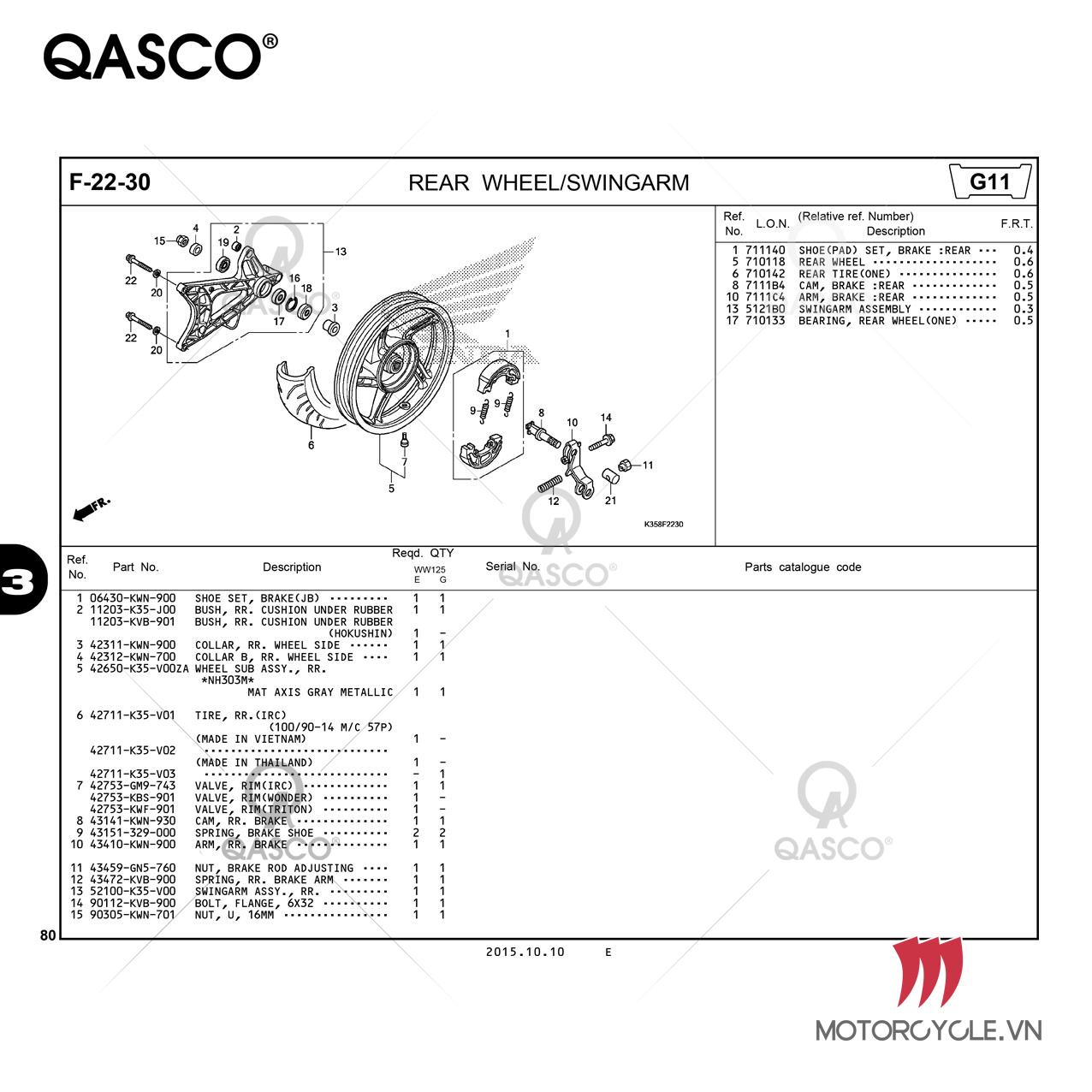 F-22-30 | REAR WHEEL/SWINGARM | PCX 125