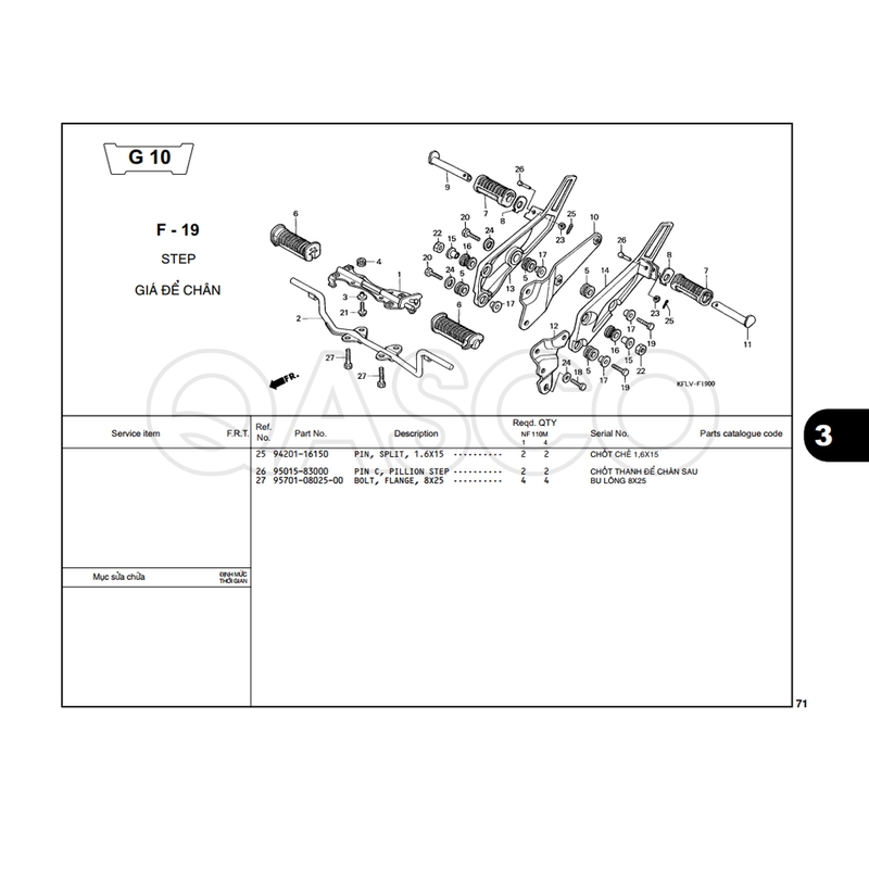 G-10 | GIÁ ĐỂ CHÂN | Future 1 (I) KFL (G-R-S) (1999-2004)