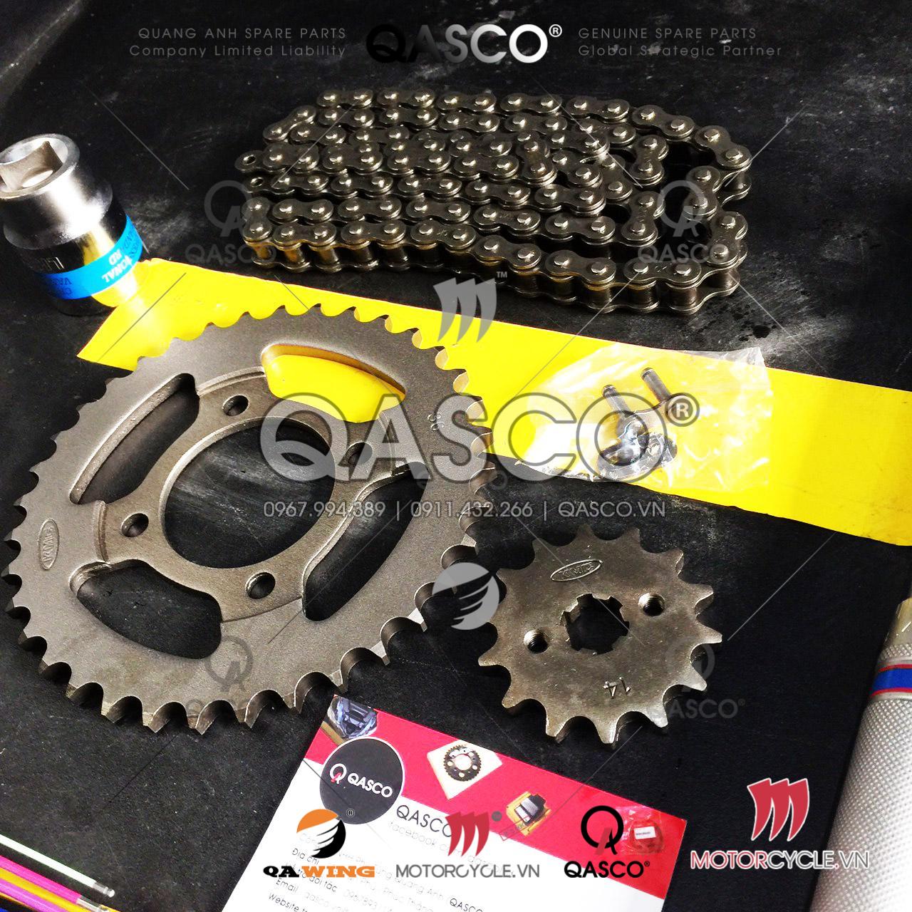 BỘ NHÔNG XÍCH (NSD) KMC KT –  HỘP XANH HONDA FUTURE 14T x 36T x 428 x 102L (CHÍNH HÃNG)