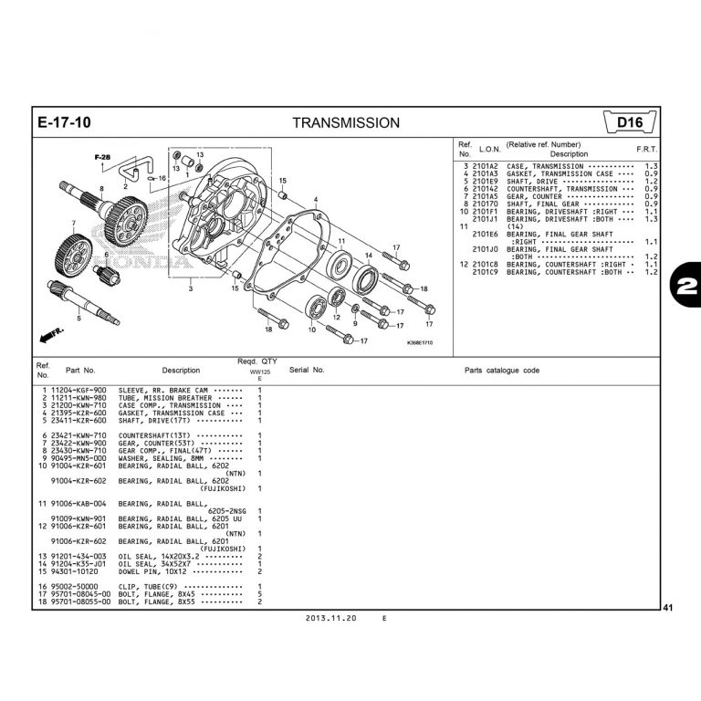 E 17-10 | TRANSMISSION | PCX 125