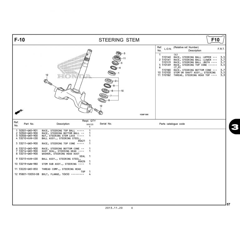 F10 | STEERING STEM | PCX 125