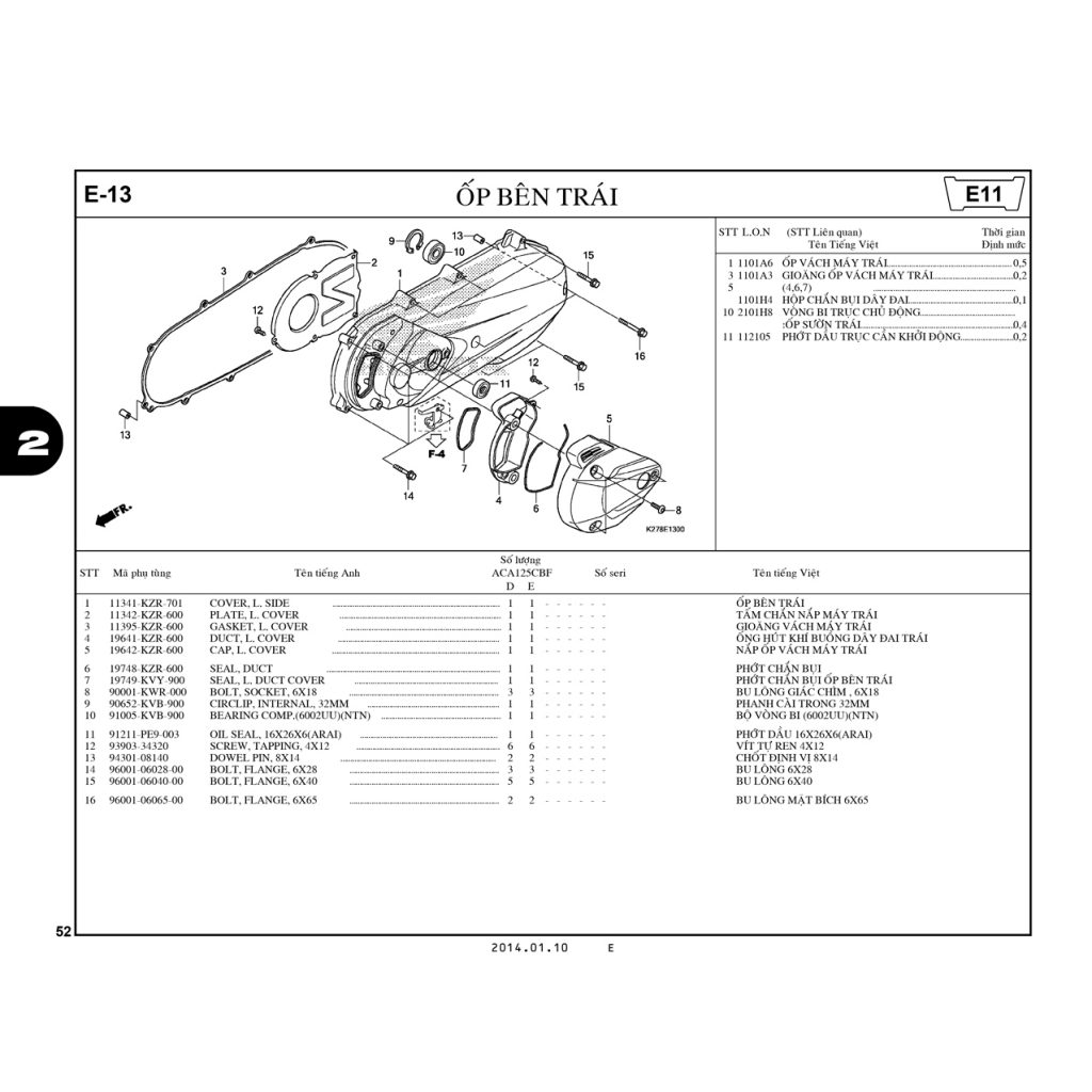 E13 | Ốp bên trái | Air Blade 125