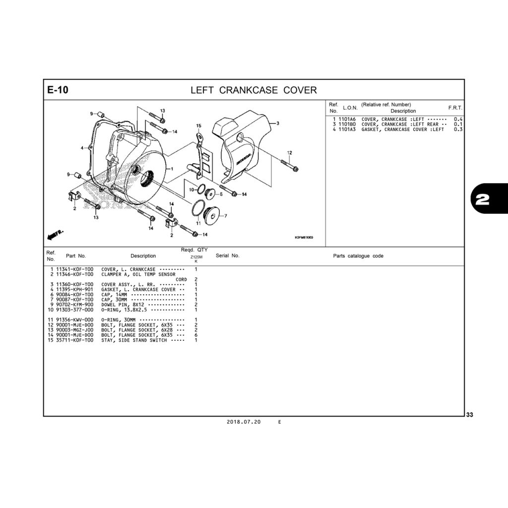 E10 | LEFT CRANKCASE COVER | Monkey 125