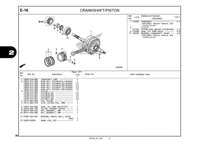 E16 | CRANKSHAFT – PISTON | Monkey 125