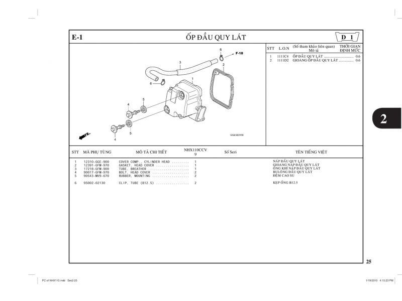 E1 | Ốp đầu quy lát | LEAD 110