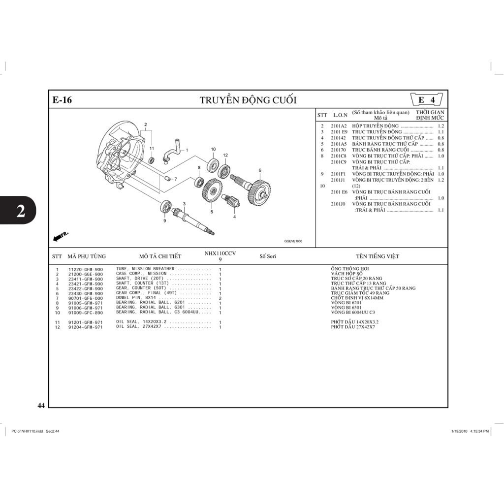 E16 | Truyền động cuối | LEAD 110