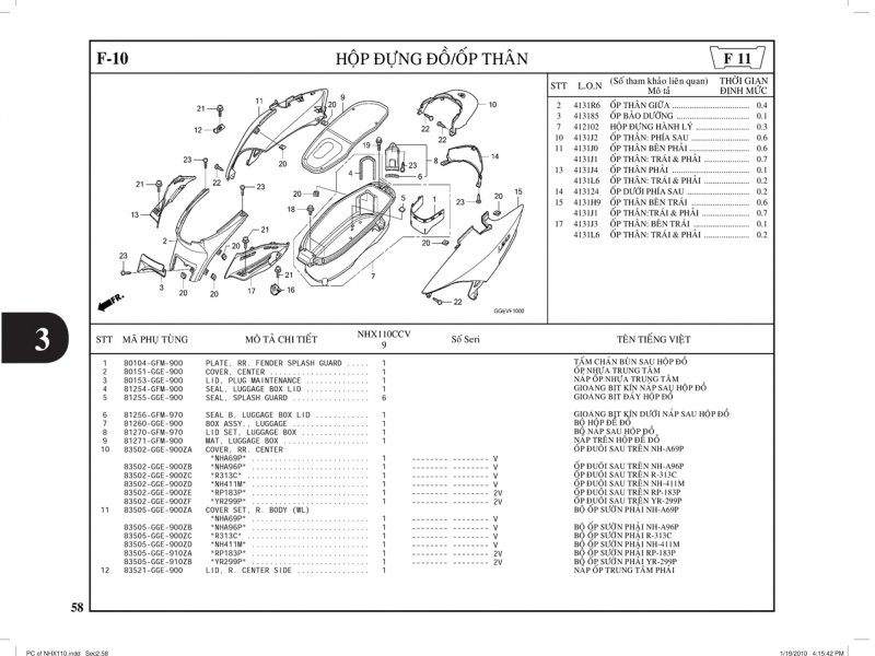 F10 | Hộp đựng đồ – Ốp thân | LEAD 110