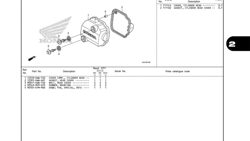 E1 | CYLINDER HEAD COVER | BLADE 110