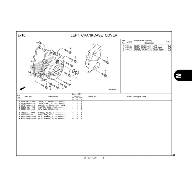 E10 | LEFT CRANKCASE COVER | BLADE 110