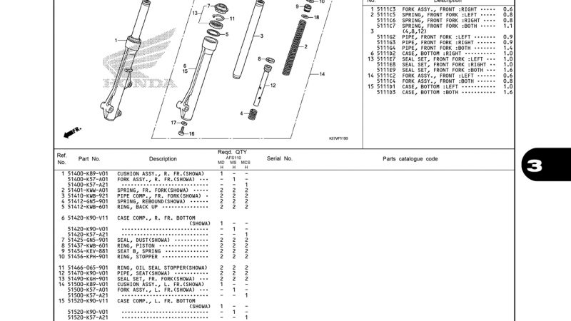 F11 | FRONT FORK | BLADE 110