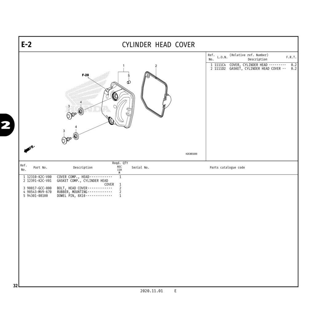 E2 | CYLINDER HEAD COVER | VISION 110
