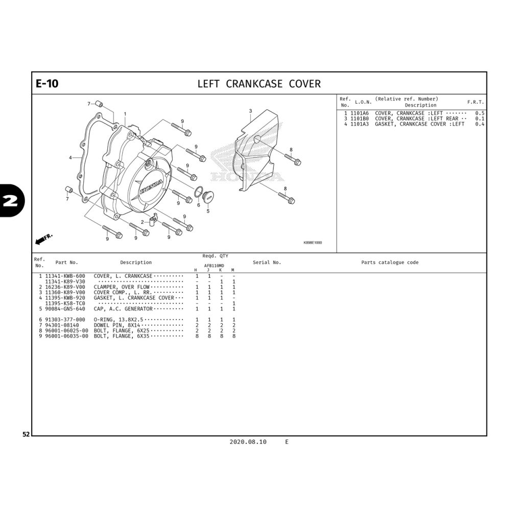 E10 | LEFT CRANKCASE COVER | WAVE ALPHA 110