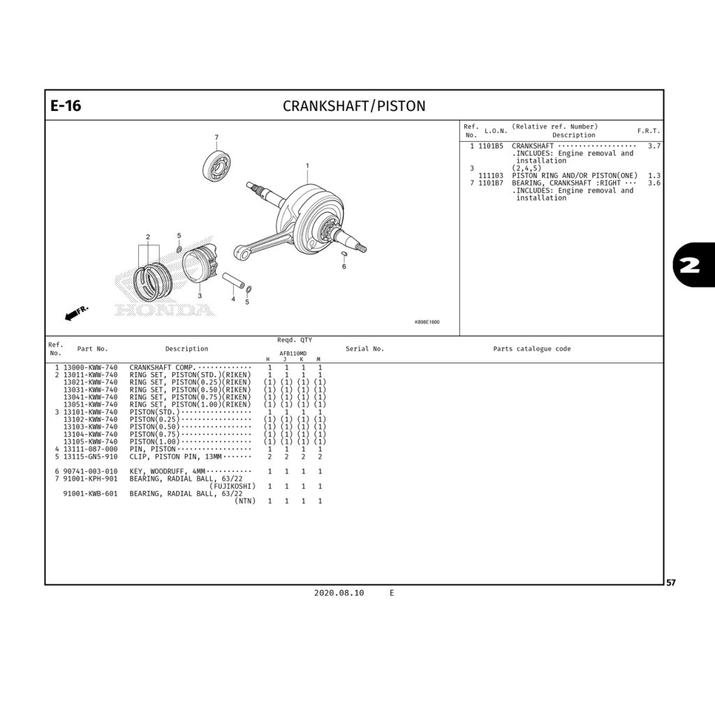 E16 | CRANKSHAFT – PISTON | WAVE ALPHA 110