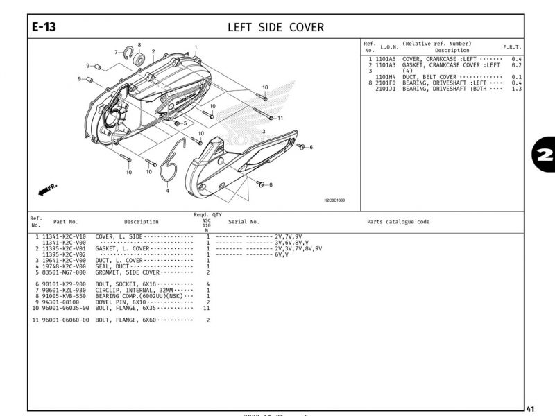 E13 | LEFT SIDE COVER | VISION 110