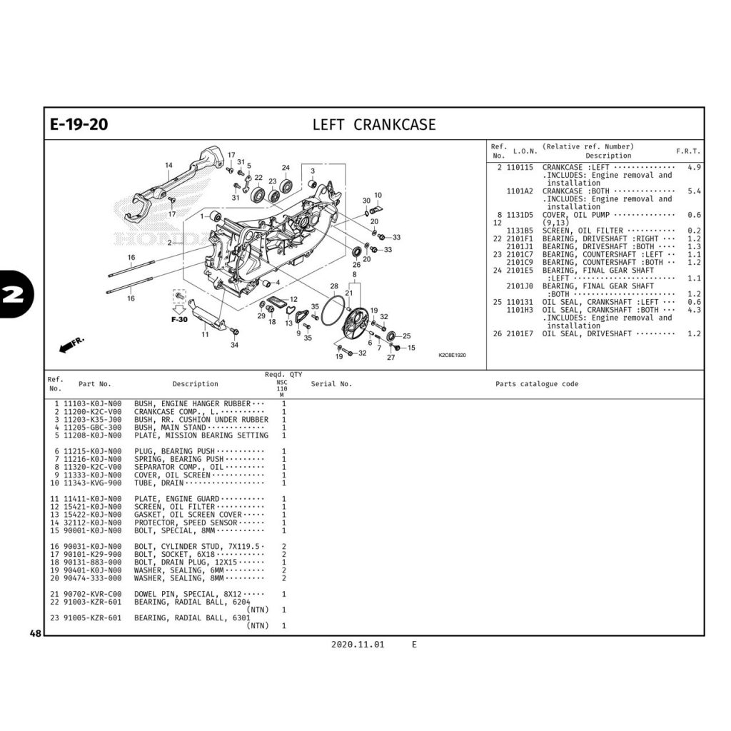 E19-20 | LEFT CRANKCASE | VISION 110