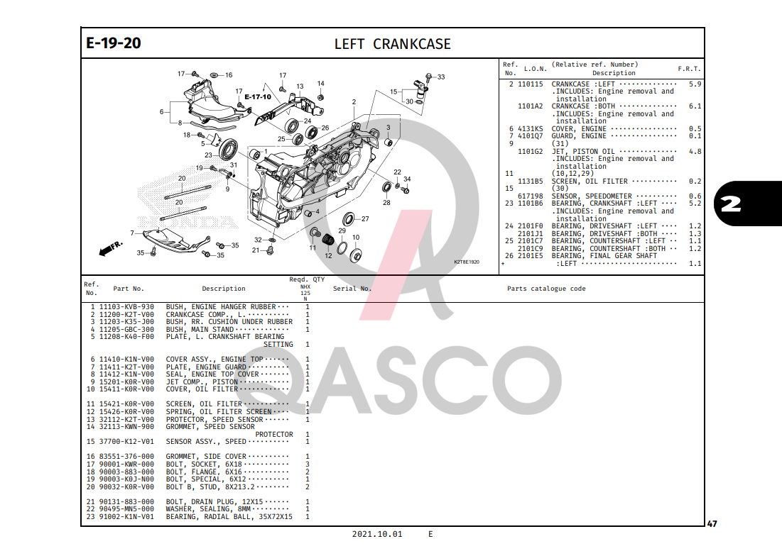 E-19-20 | LEFT CRANKCASE | LEAD 125 (2022+)