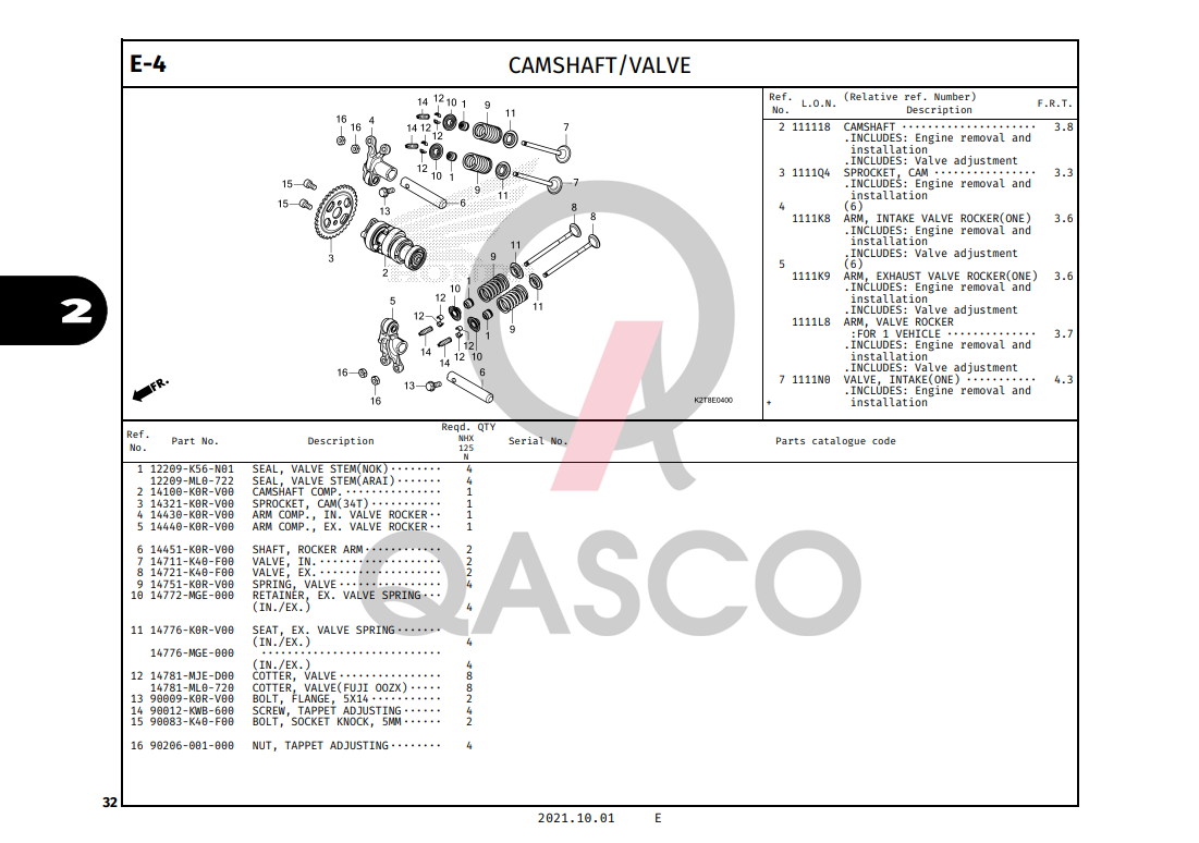 E-4 | CAMSHAFT/VALVE | LEAD 125 (2022+)