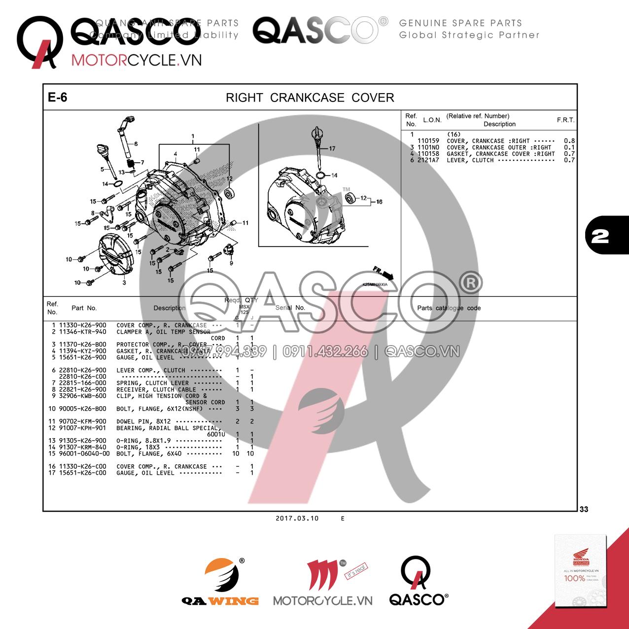 E6 | RIGHT CRANKCASE COVER | MSX 125 SF