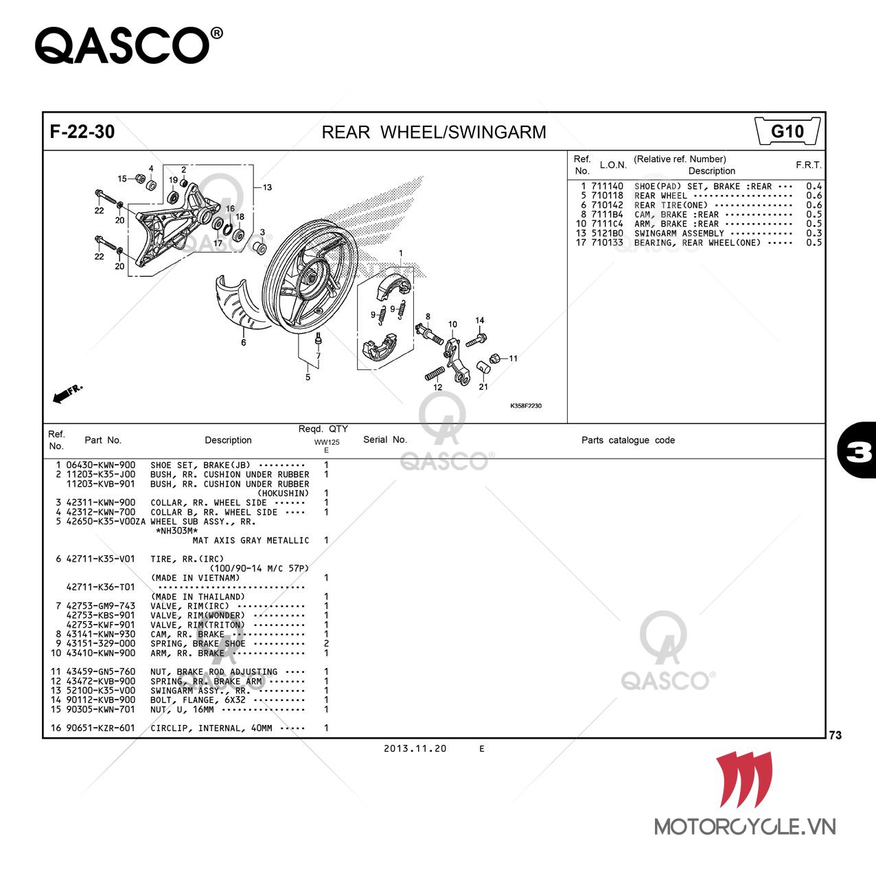 F-22-30 | REAR WHEEL/SWINGARM | PCX 125