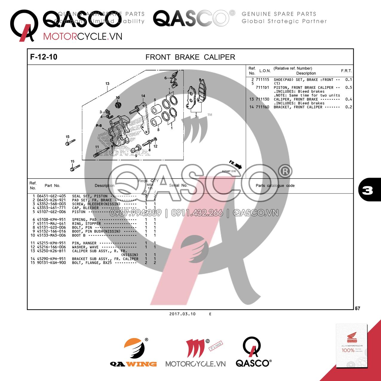 F12-10 | FRONT BRAKE CALIPER | MSX 125 SF