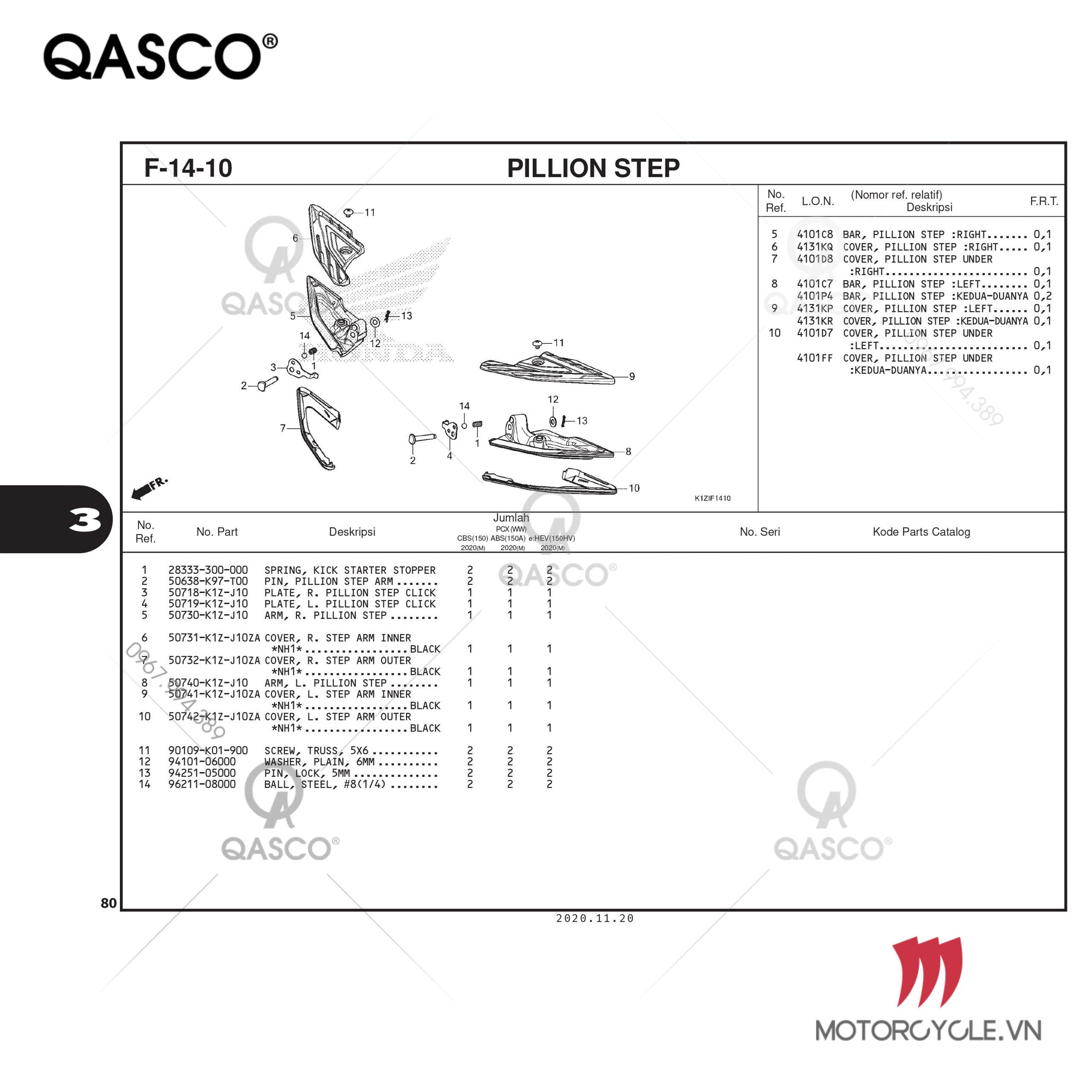 F14-10 – PILLION STEP – PCX 160 K1Z (2021)