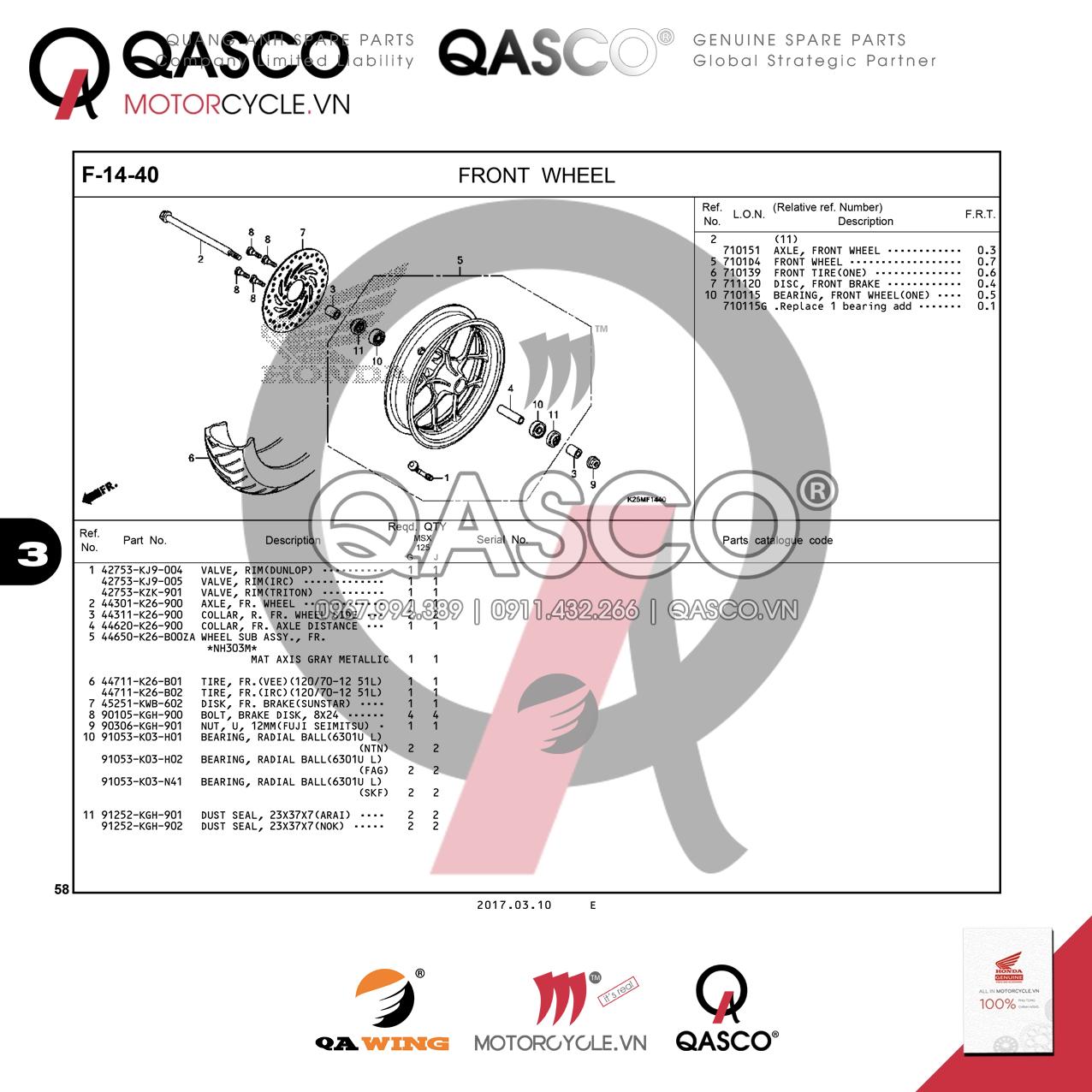 F14-40 | FRONT WHEEL | MSX 125 SF