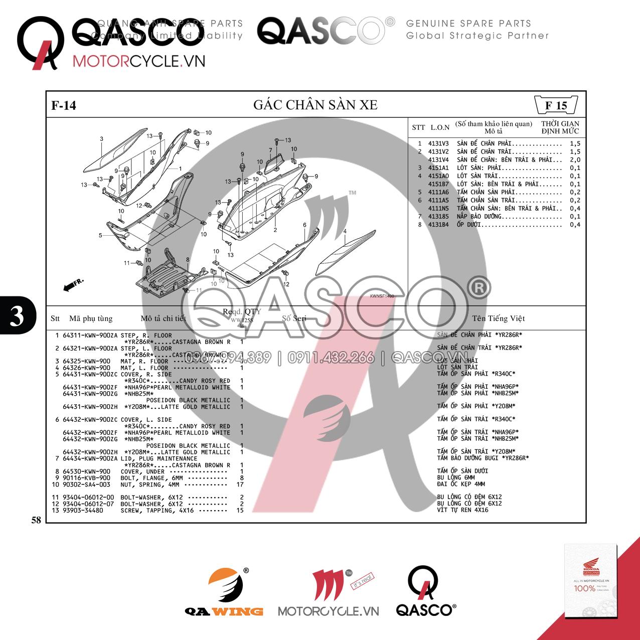 F14 | Gác chân sàn xe | PCX